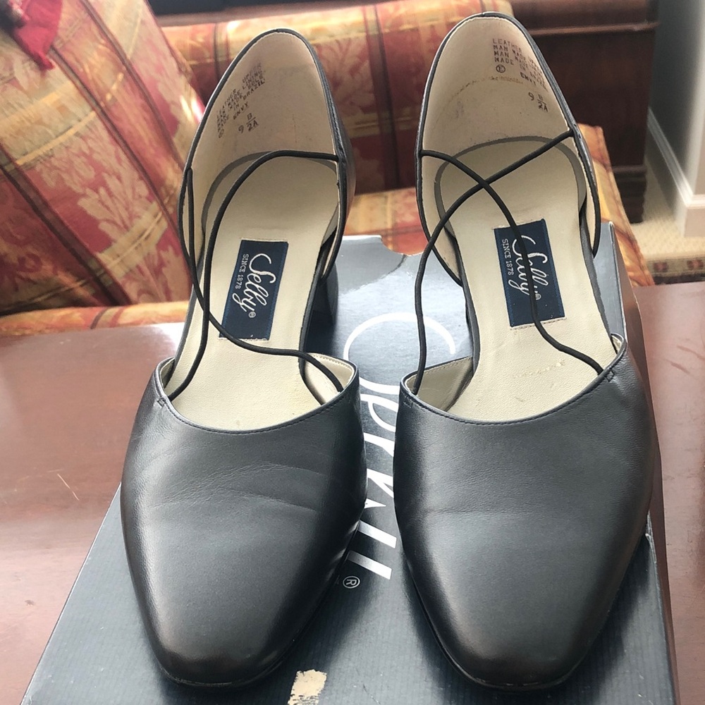 Selby Pewter Black Strappy Heels